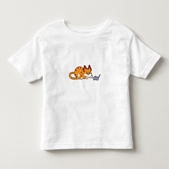 Tiger cat with Mouse Toddler T-shirt (Front)