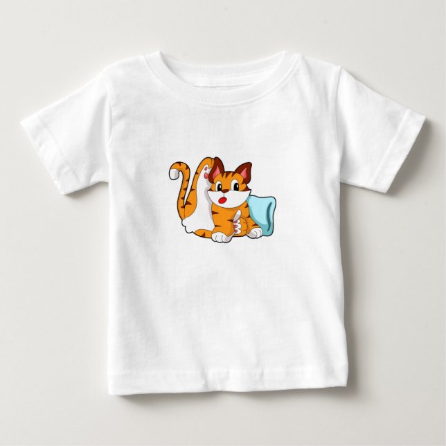 Tiger cat with Pillow Baby T-Shirt (Front)