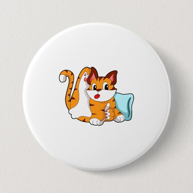 Tiger cat with Pillow Button (Front)