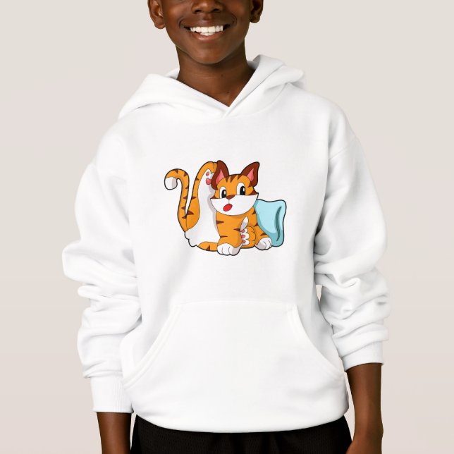 Tiger cat with Pillow Hoodie (Front)