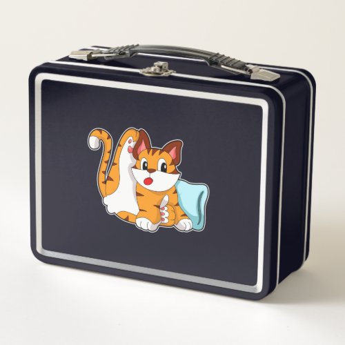Tiger cat with Pillow Metal Lunch Box