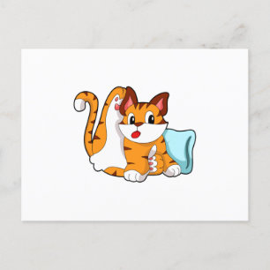 Tiger cat with Pillow Postcard