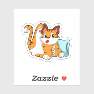 Tiger cat with Pillow Sticker