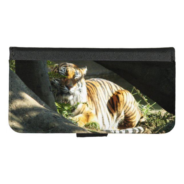 Tiger Catnap iPhone Wallet Case (Front (Horizontal))