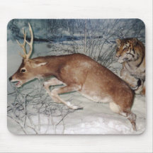 Tiger chases deer mouse pad