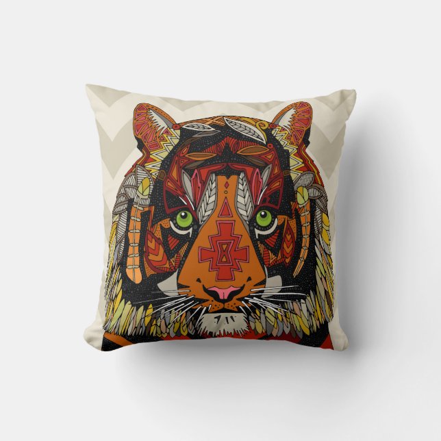 tiger chief neutral chevron throw pillow (Front)