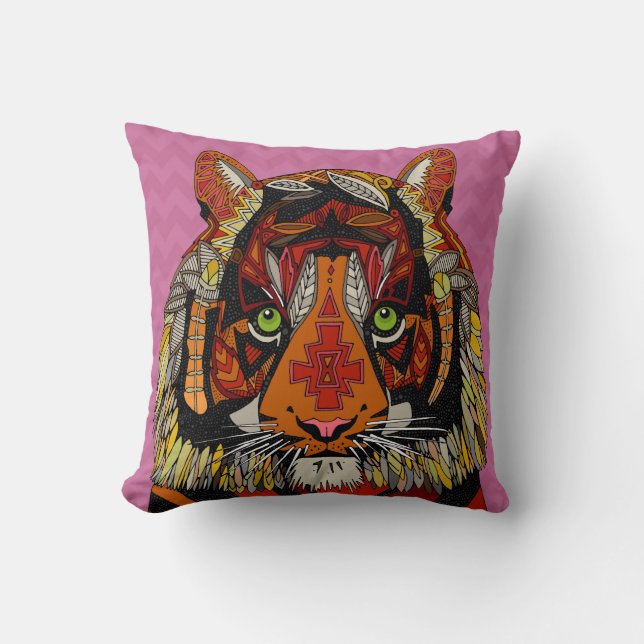 tiger chief pink chevron throw pillow (Front)