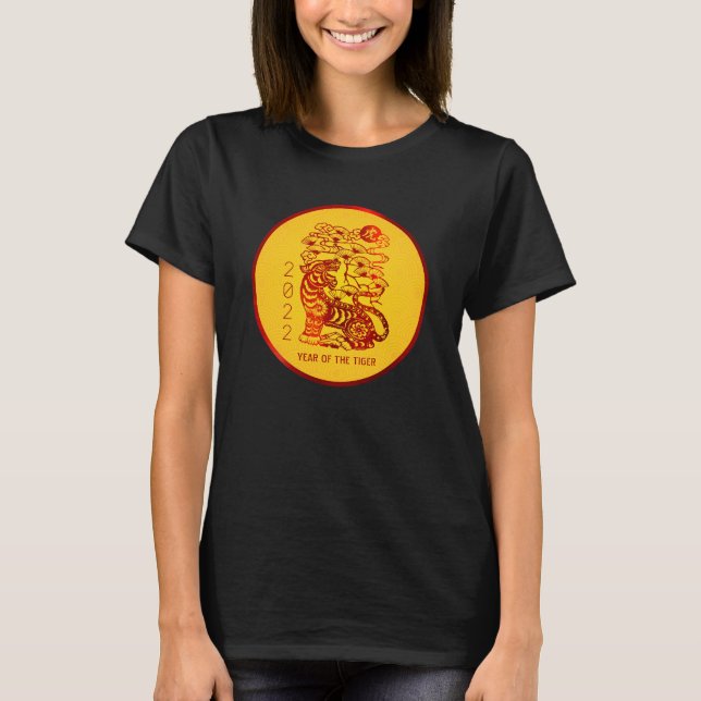 Tiger Chinese Lunar New Year 2022 Red Foil Yellow T-Shirt (Front)