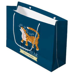 Tiger Chinese New Year 2022 Navy Holiday Large Gift Bag