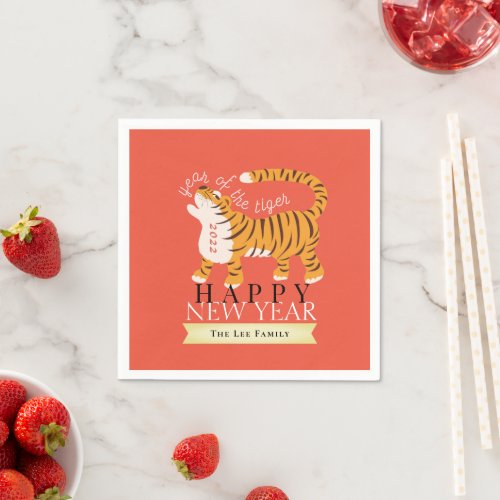 Tiger Chinese New Year 2022 Red Holiday Napkins