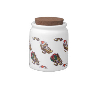 Tiger Christmas Candy Jar