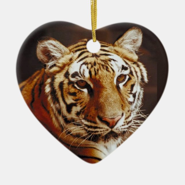 Tiger Christmas Ceramic Ornament (Front)