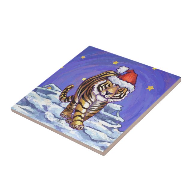 Tiger Christmas Ceramic Tile (Side)