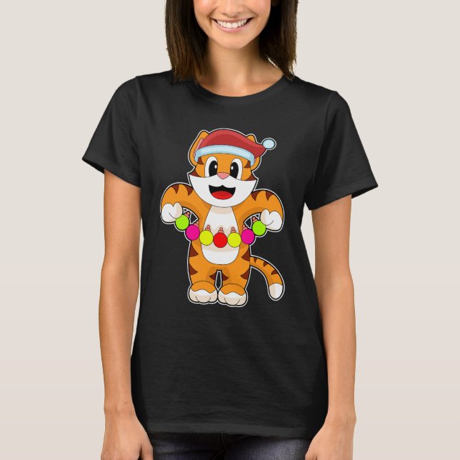 Tiger Christmas Fairy lights T-Shirt (Front)