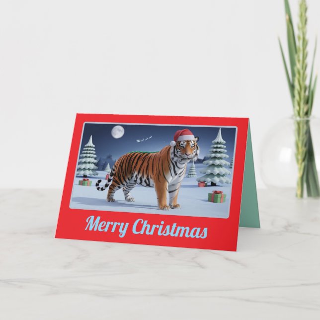 Tiger Christmas Landscape Card (Front)