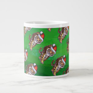 Tiger Christmas On Green Giant Coffee Mug