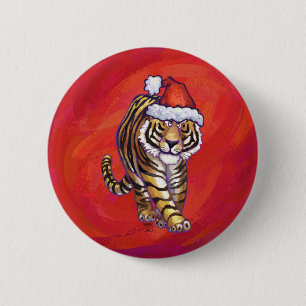 Tiger Christmas on Red Button