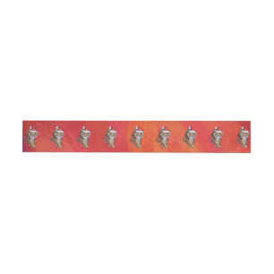 Tiger Christmas on Red Wrap Around Address Label