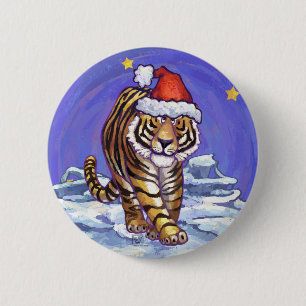 Tiger Christmas Pinback Button