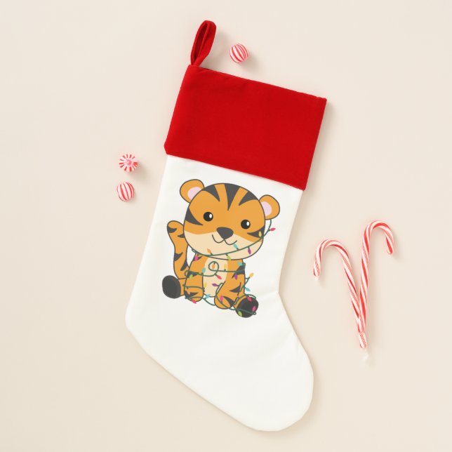 Tiger Christmas Snow Winter Animals Tiger Adult Cl Christmas Stocking (Front)