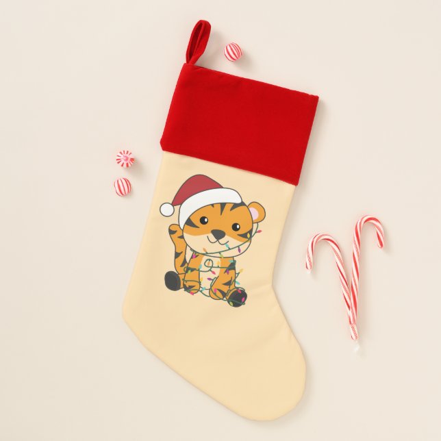 Tiger Christmas Snow Winter Animals Tiger Christma Stocking (Front)