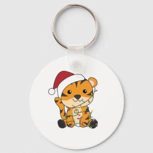 Tiger Christmas Snow Winter Animals Tiger Keychain