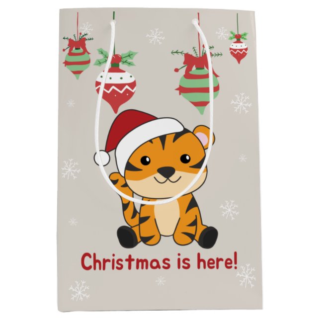 Tiger Christmas Snow Winter Animals Tiger Medium G Gift Bag (Front)