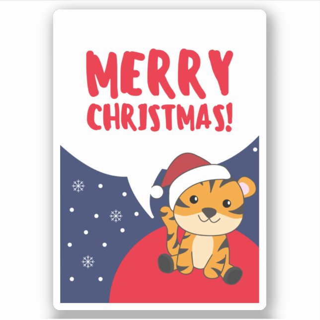 Tiger Christmas Snow Winter Animals Tiger Sticker (Front)