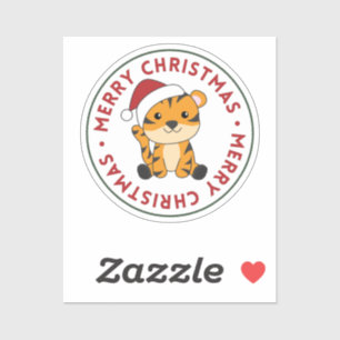Tiger Christmas Snow Winter Animals Tiger Sticker