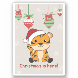 Tiger Christmas Snow Winter Animals Tiger Sticker