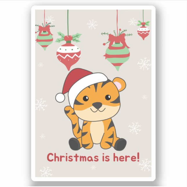 Tiger Christmas Snow Winter Animals Tiger Sticker (Front)