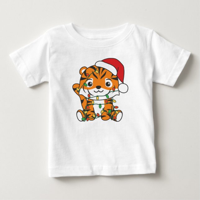 Tiger Christmas Winter Animals Holiday Tigers Baby T-Shirt (Front)