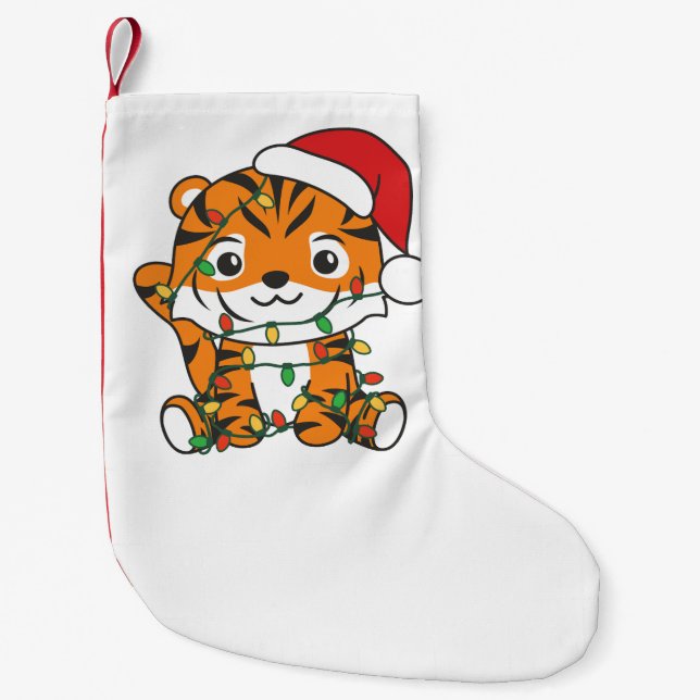 Tiger Christmas Winter Animals Holiday Tigers Small Christmas Stocking (Front)