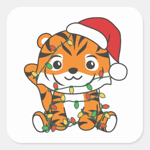 Tiger Christmas Winter Animals Holiday Tigers Square Sticker