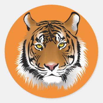 Tiger Classic Round Sticker by LATENA at Zazzle
