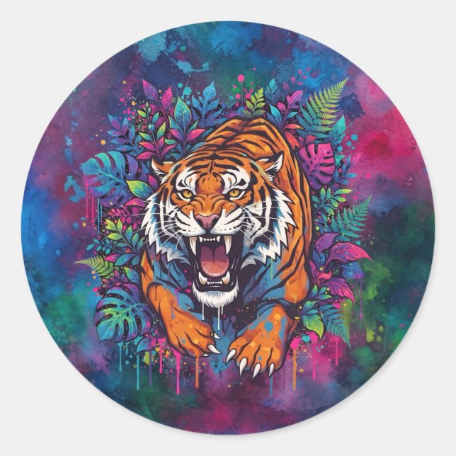 Tiger Classic Round Sticker (Front)