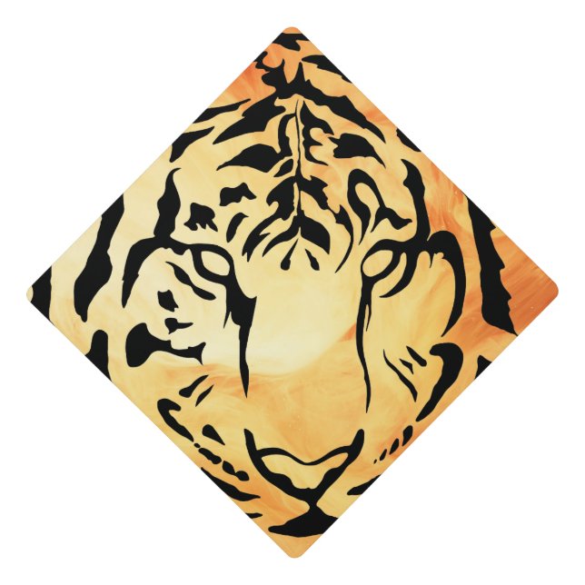 Tiger Close Up Portrait Graduation Cap Topper (Front)
