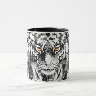 Tiger Coffee Mug Tiger Black and White Mug