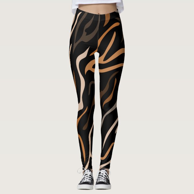  Tiger Color Pattern Animal   Leggings (Front)