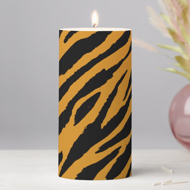 Tiger Color Pattern Animals Lover   Pillar Candle (In Situ)