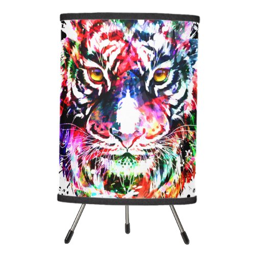 Tiger  Colorful Drawing  Abstract Painting Tripod Lamp