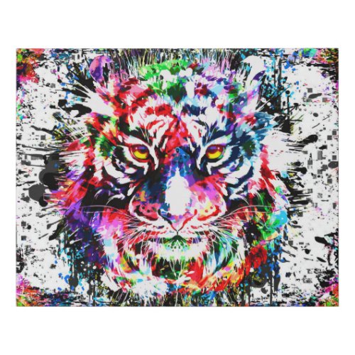 Tiger  Colorful Tiger Drawing  Abstract Art Faux Canvas Print