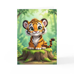 Tiger Coloring Page Kid's Birthday Card