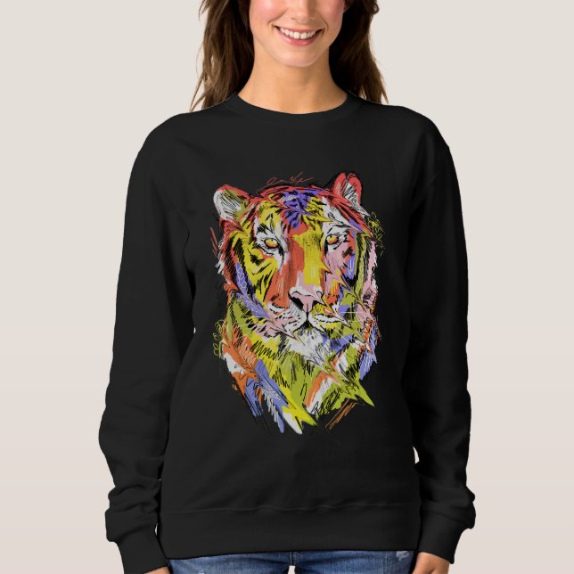 Tiger colourful animal art animal lovers sweatshirt (Front)