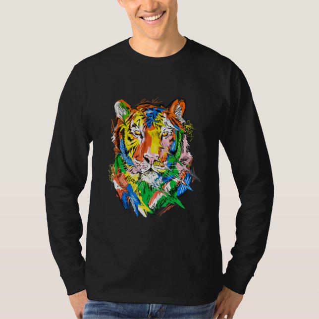 Tiger colourful animal art animal lovers tiger T-Shirt (Front)