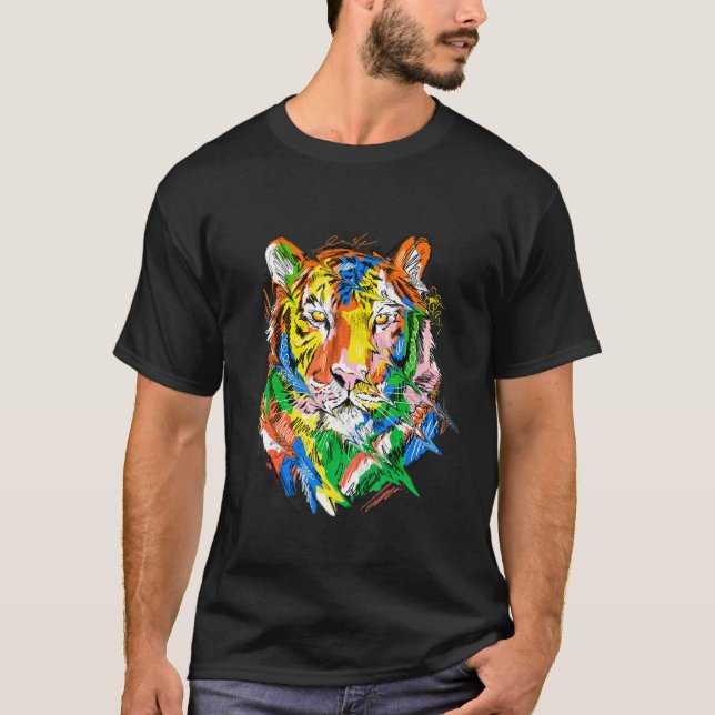 Tiger colourful animal art animal lovers tiger T-Shirt (Front)