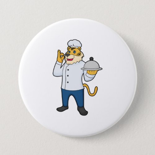 Tiger Cook Chef hat Platter Button