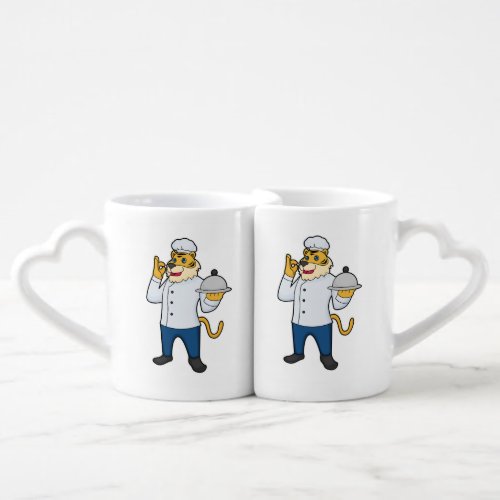 Tiger Cook Chef hat Platter Coffee Mug Set