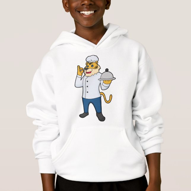 Tiger Cook Chef hat Platter Hoodie (Front)
