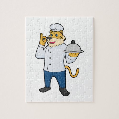 Tiger Cook Chef hat Platter Jigsaw Puzzle
